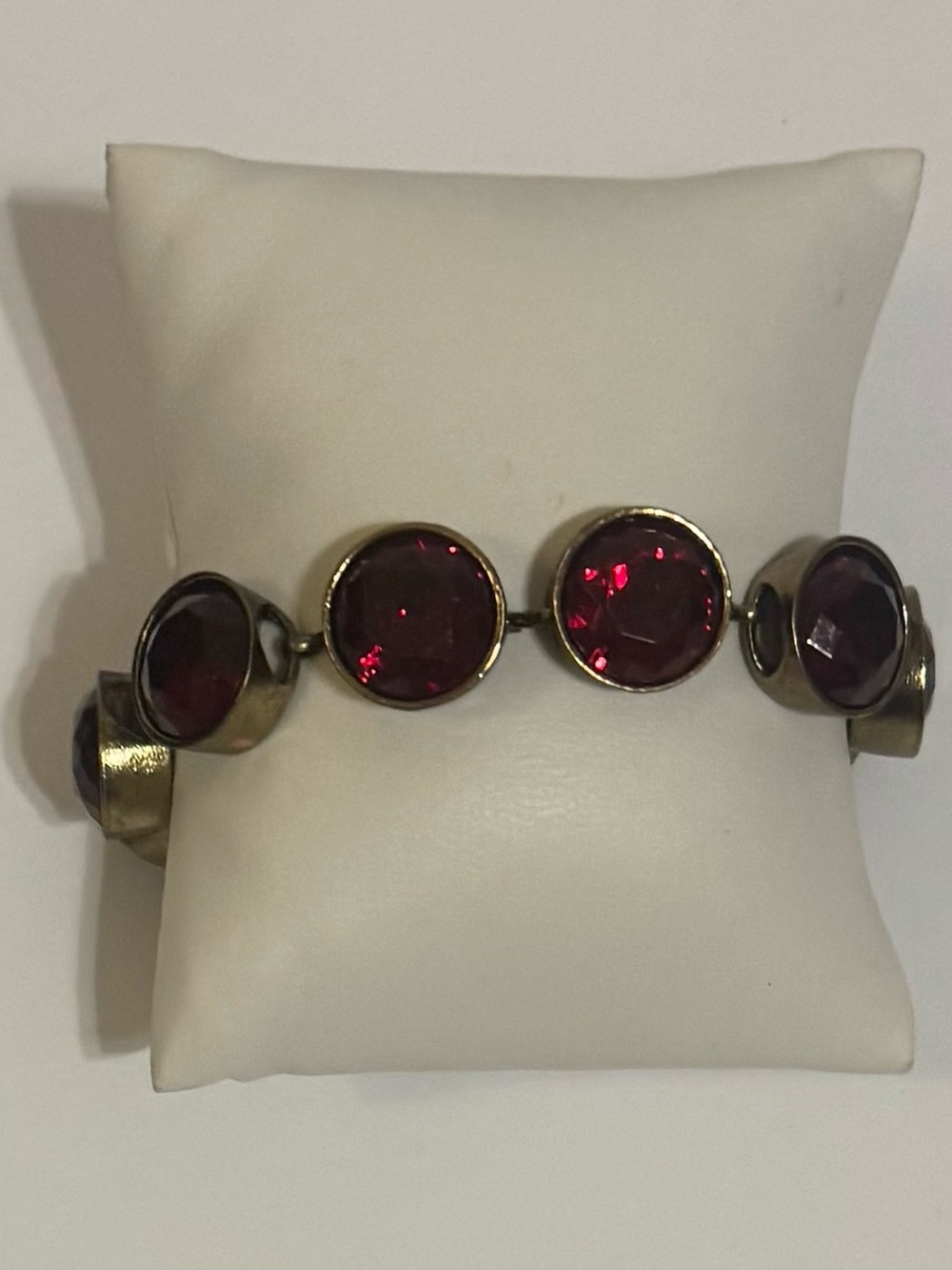 Gold-Tone Bracelet with Large Deep Red Gemstones [MSRP $18]